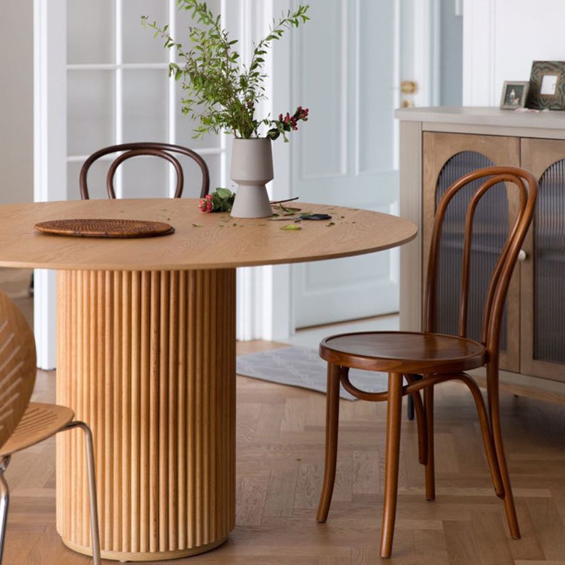 Tavolo da pranzo in legno massiccio Simpuzzo stile tavolo da pranzo rotondo marrone per cucina a casa