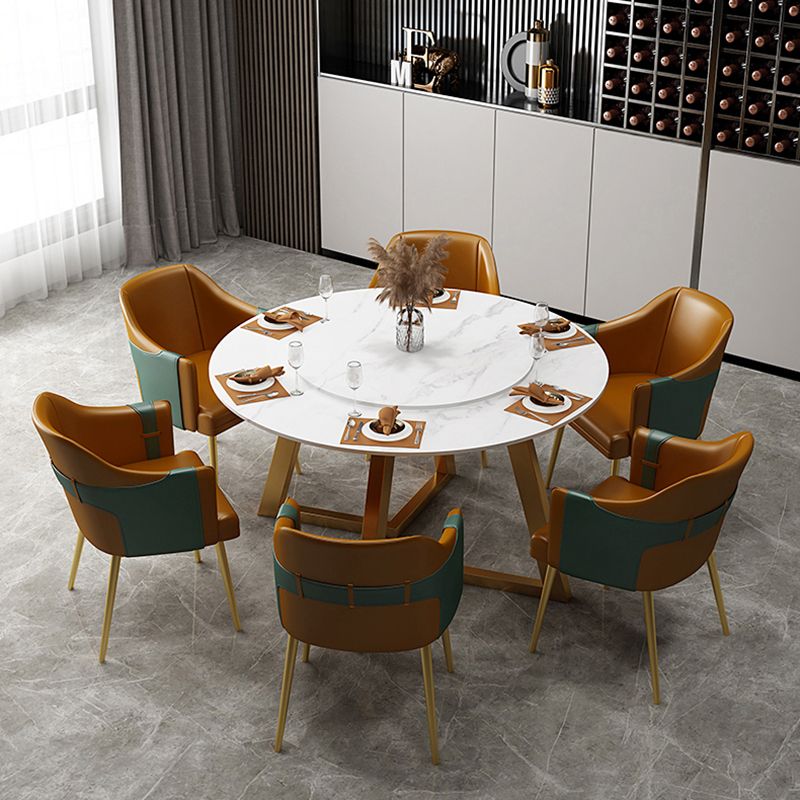 Glam 1/7 Pieces Dining Set Circular Stone Dining Table for Dining Room Clearhalo 'Dining Room Sets' 'Dining Tables & Seating' 'dining_room_set' 'furn' 'furn_dining_room_set' 'Furniture' 'furniture_dining_room_set' 'Kitchen & Dining Furniture' 1200x1200_b8bcd3e5-32dc-42e2-b0c7-4dc2f81b274a