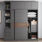 Modern Artificial Wood Wardrobe Armoire Freestanding Wardrobe in Black