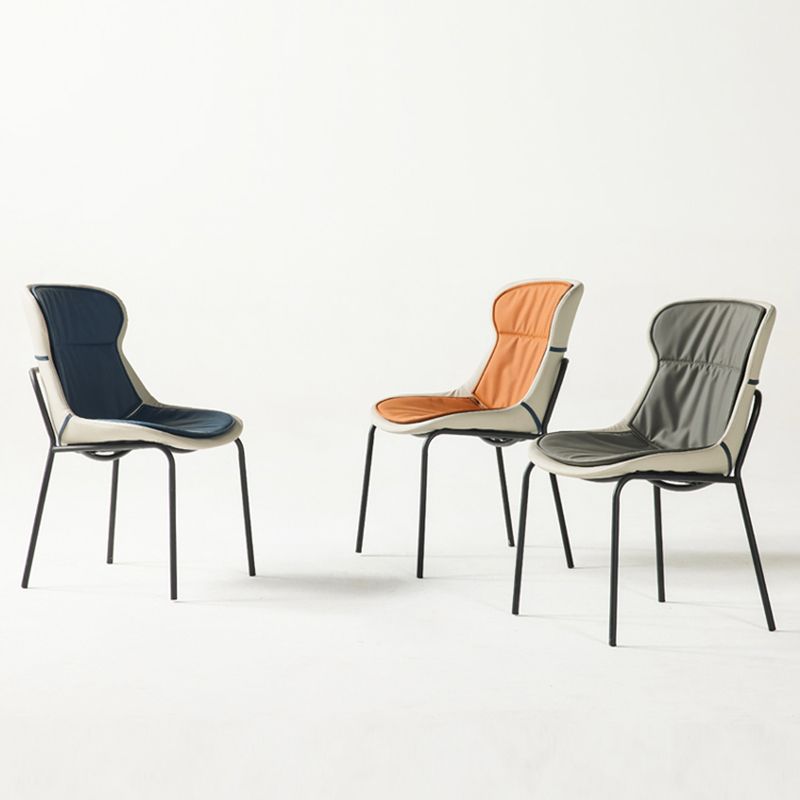 Industrial Style Leather Dining Side Chairs Solid Back Armless Side Chair Clearhalo ' kitchen&dining_furn' 'Dining Chairs' 'Dining Tables & Seating' 'dining_chair' 'furn' 'furn_dining_chair' 'Furniture' 'furniture_dining_chair' 'Kitchen & Dining Furniture' 'kitchen' 1200x1200_b8be579b-888a-49f4-95ba-574e8521268f