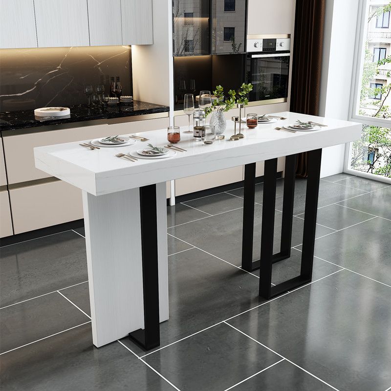 Mesa de bar rectangular Glam, mesa con pedestal doble de mármol para interiores