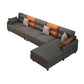 Modern 29.5"H Faux Leather Square Arm Sofa & Chaise for Living Room