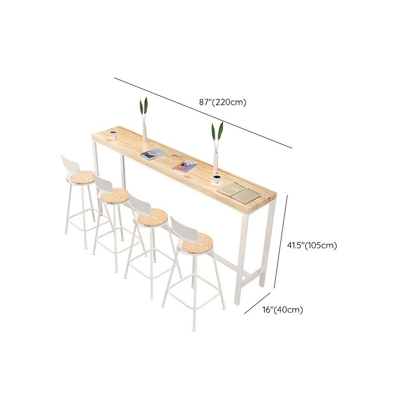 Rectangular Bar-height Table Wood Top Pub Table with White Base Clearhalo 'Bar Furniture' 'Bar Tables' 'bar_tables' 'furn' 'furn_bar_tables' 'Furniture' 'Kitchen & Dining Furniture' 1200x1200_b8c199cc-6687-4ab7-94cf-ce39583e2916