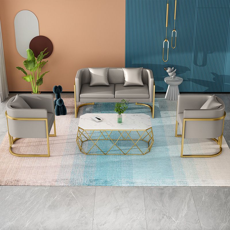 Modern Tuxedo Arm Sofa in Gray/White/Green, Leather Sofa with Pillow Clearhalo 'Furniture' 'furniture_sofas' 'kitchen' 'kitchen_sofas' 'Living Room Furniture' 'Sofa' 'sofas' 1200x1200_b8c28e89-d53d-4151-aac3-7059acb3d3fe