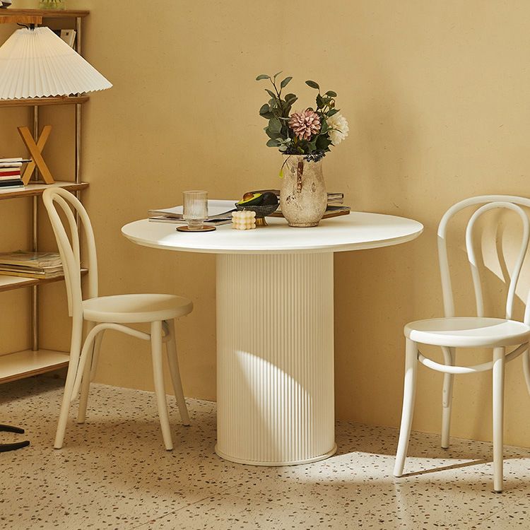 Round Dining Table Modern Black-white Furniture with Pedestal Base for Home