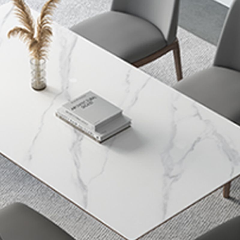 Table rectangulaire Table de salle à manger en pierre frittée moderne médiévale avec base en bois