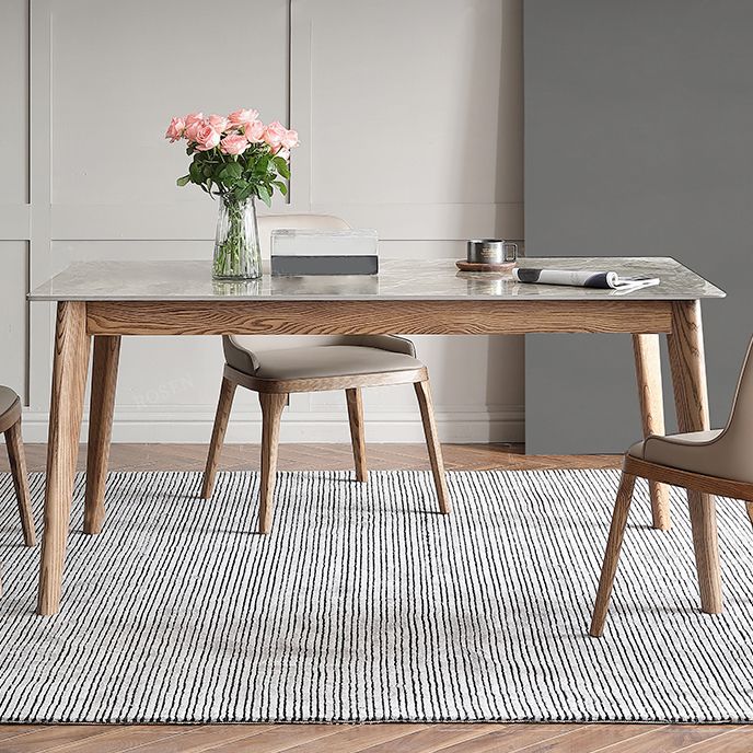 Sintered Stone Top Rectangle Table in Grey Kitchen Table with Wooden Base and 4 Legs Clearhalo ' dining_table' 'Dining Tables & Seating' 'Dining Tables' 'furn' 'furn_dining_table' 'Furniture' 'furniture_dining_table' 'Kitchen & Dining Furniture' 'kitchen&dining_furn' 'kitchen' 'kitchen_dining_table' 1200x1200_b8c3f9bc-61c5-4fd7-abdc-3ff211f8d044