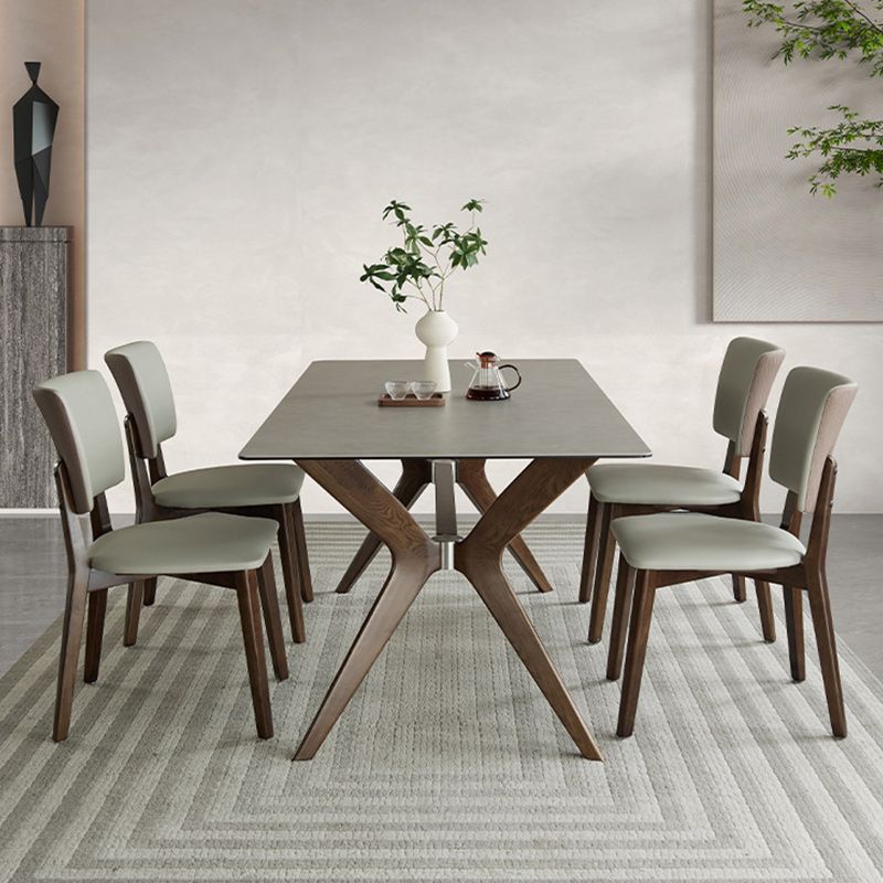 Modern Sintered Stone Dining Set Rectangle 1/2/5/7 Pieces Dining Room Table Set in Grey Clearhalo 'Dining Room Sets' 'Dining Tables & Seating' 'dining_room_set' 'furn' 'furn_dining_room_set' 'Furniture' 'Kitchen & Dining Furniture' 1200x1200_b8c43a12-93d2-4e06-85eb-c6af35b3f57b