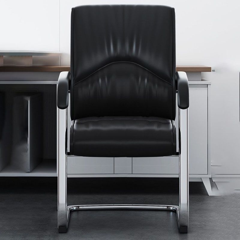 Modern Leather Management Conference Chair No Wheels Conference Chair Clearhalo 'furn' 'furn_office_chair' 'Furniture' 'Office Chairs' 'Office Furniture' 'office_chair' 1200x1200_b8c5044f-7413-4f80-a9c6-06a2b10bc494