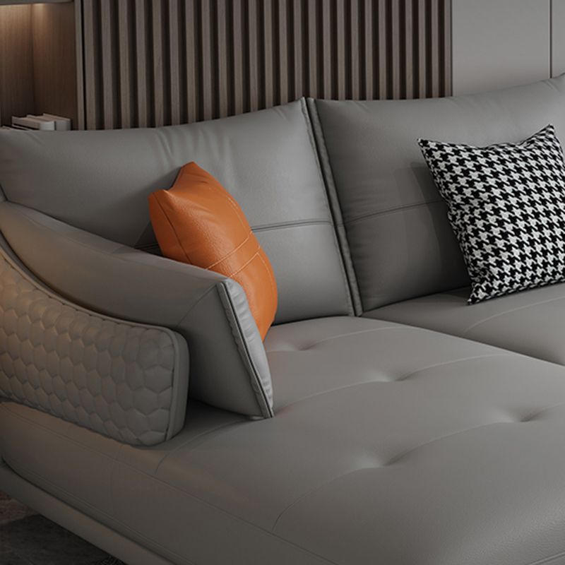 131.88" L x 66.92" W x 33.46" H Genuine Leather Sofa Pillow Top Arm Sectional Clearhalo 'furn' 'furn_sectionals' 'Furniture' 'furniture_sectionals' 'Living Room Furniture' 'Sectionals' 1200x1200_b8c6d40e-c626-4d74-b6f7-eac6f693d69b