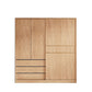 Natürliche Finish -Garderobe Armoire Schiebedarderobe Kabinett mit Schublade
