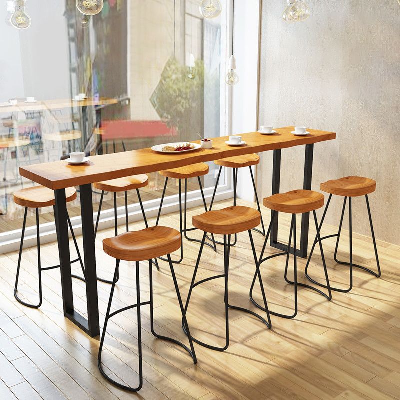 Juego de mostrador moderno de 1/2/4/5/7/9 piezas, juego de mesa rectangular de madera y barra de Metal