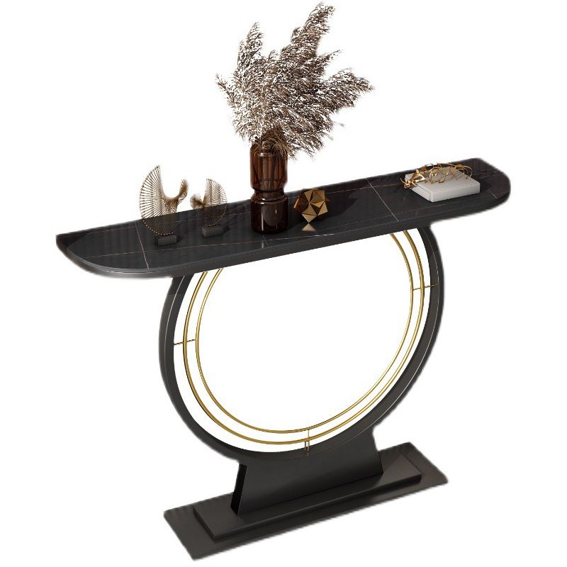 11" Wide Stone Console Table Contemporary Half Moon Sofa Table