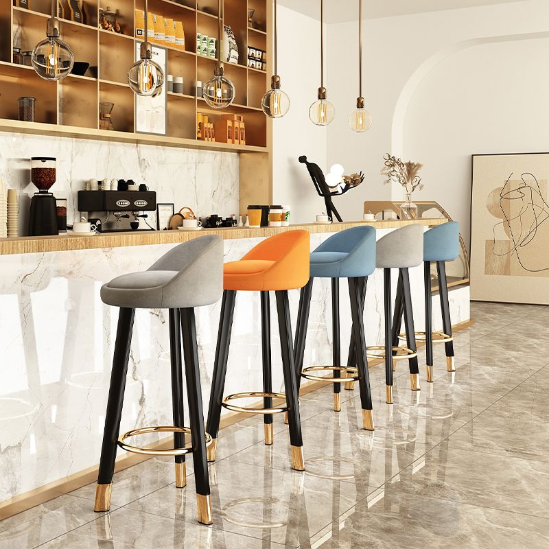 Modern Armless Backrest Counter Stool Steel Single Bar Stool with Cushion and Pedal Clearhalo 'Bar Furniture' 'Bar Stools' 'bar_stools' 'furn' 'furn_bar_stools' 'furniture_bar_stools' 'Kitchen & Dining Furniture' 'kitchen&dining_furn' 'kitchen' 'kitchen_furn' Furniture' 1200x1200_b8cd9efb-bb2f-440b-9e10-694a2dcfdbdb