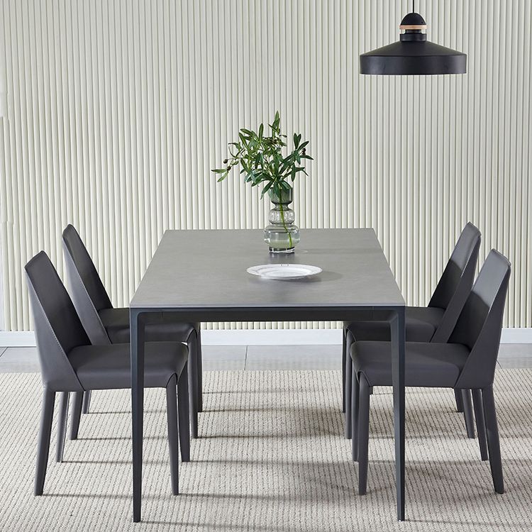 Contemporary Sintered Stone Top Dining Table Set of Rectangle Shape Formal Dinette Set Clearhalo 'Dining Room Sets' 'Dining Tables & Seating' 'dining_room_set' 'furn' 'furn_dining_room_set' 'Furniture' 'furniture_dining_room_set' 'Kitchen & Dining Furniture' 'kitchen&dining_furn' 'kitchen' 1200x1200_b8cdc27d-062e-4b5d-9ff2-9f4bb1b7dc9c