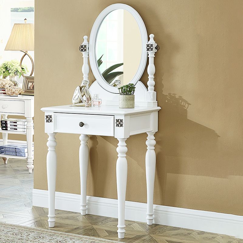 Table de bureau de vanité de maquillage traditionnelle avec tiroir en marron pour chambre à coucher