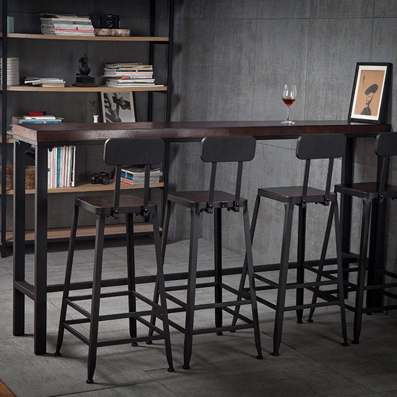 Wood Brown Bistro Accent Dining Table Industrial Rectangle Trestle Pub Table Clearhalo 'Bar Furniture' 'Bar Tables' 'bar_tables' 'furn' 'furn_bar_tables' 'Furniture' 'furniture_bar_tables' 'Kitchen & Dining Furniture' 1200x1200_b8cec4bc-e620-4e92-b9f6-19712ac28dbe