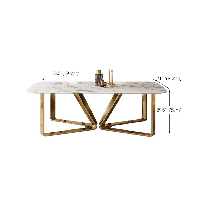 Traditional Luxury Metal Base Table Rectangle Dinner Table for Home Clearhalo 'Dining Tables & Seating' 'Dining Tables' 'dining_table' 'furn' 'furn_dining_table' 'Furniture' 'Kitchen & Dining Furniture' 1200x1200_b8d1eb75-fc09-410a-9141-575ee39012e6