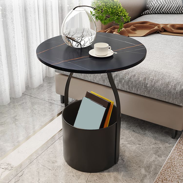 19.6" Tall Modern Round Slate Top Side Table Iron Pedestal End Table Clearhalo 'Coffee & Accent Tables' 'End & Side Tables' 'end_side_tables' 'furn' 'furn_end_side_tables' 'Furniture' 'Living Room Furniture' 1200x1200_b8d220b5-4023-424e-93dd-d95bffb3c302