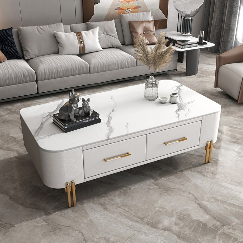 Slate Rectangular Coffee Table 4 Legs Single Coffee Table with 2 Drawers Clearhalo 'Coffee & Accent Tables' 'Coffee Tables' 'coffee_tables' 'furn' 'furn_coffee_tables' 'Furniture' 'Living Room Furniture' 1200x1200_b8d30d02-f3d0-4c32-b54b-77adafb01537
