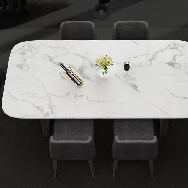 Traditional Luxury Dining Table Rectangle Sintered Stone Sled Dining Table Clearhalo ' dining_table' 'Dining Tables & Seating' 'Dining Tables' 'furn' 'furn_dining_table' 'Furniture' 'furniture_dining_table' 'Kitchen & Dining Furniture' 'kitchen&dining_furn' 'kitchen' 'kitchen_dining_table' 1200x1200_b8d45ed5-72cb-4568-93f8-310a4218b59e