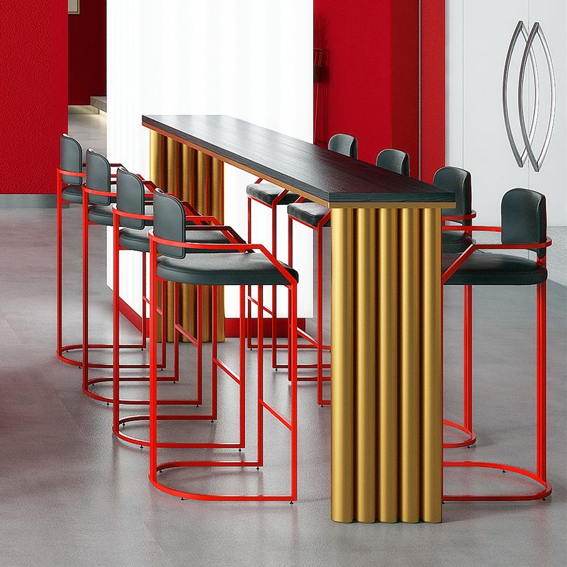 Black Top Bar Dining Table Traditional Luxury Rectangle Bar Table with Sled Base Clearhalo 'Bar Furniture' 'Bar Tables' 'bar_tables' 'furn' 'furn_bar_tables' 'Furniture' 'Kitchen & Dining Furniture' 1200x1200_b8d4e349-69b4-4844-ae6b-fbf832c18b8a