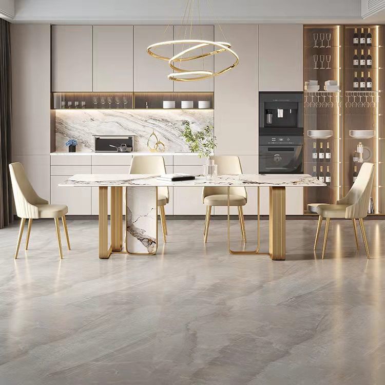 Luxury Sintered Stone Dining Set Rectangle 1/2/5/6/7 Pieces Dining Room Table Set Clearhalo 'Dining Room Sets' 'Dining Tables & Seating' 'dining_room_set' 'furn' 'furn_dining_room_set' 'Furniture' 'furniture_dining_room_set' 'Kitchen & Dining Furniture' 1200x1200_b8d5d095-ef84-4b3f-ab94-be3c5c1af78c