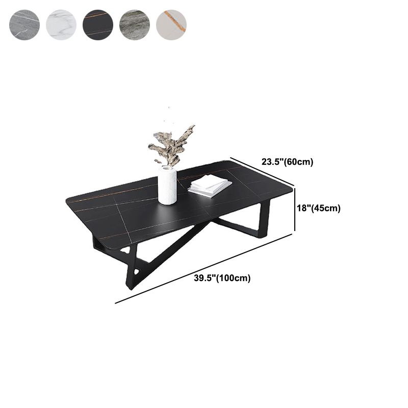 Glam Style Slate Top White Gold/black Top Black Metal Footer Coffee Table Clearhalo 'Coffee & Accent Tables' 'Coffee Tables' 'coffee_tables' 'furn' 'furn_coffee_tables' 'Furniture' 'Living Room Furniture' 1200x1200_b8d5d2ae-2924-4cd5-8e4e-26bbfe0e16dd
