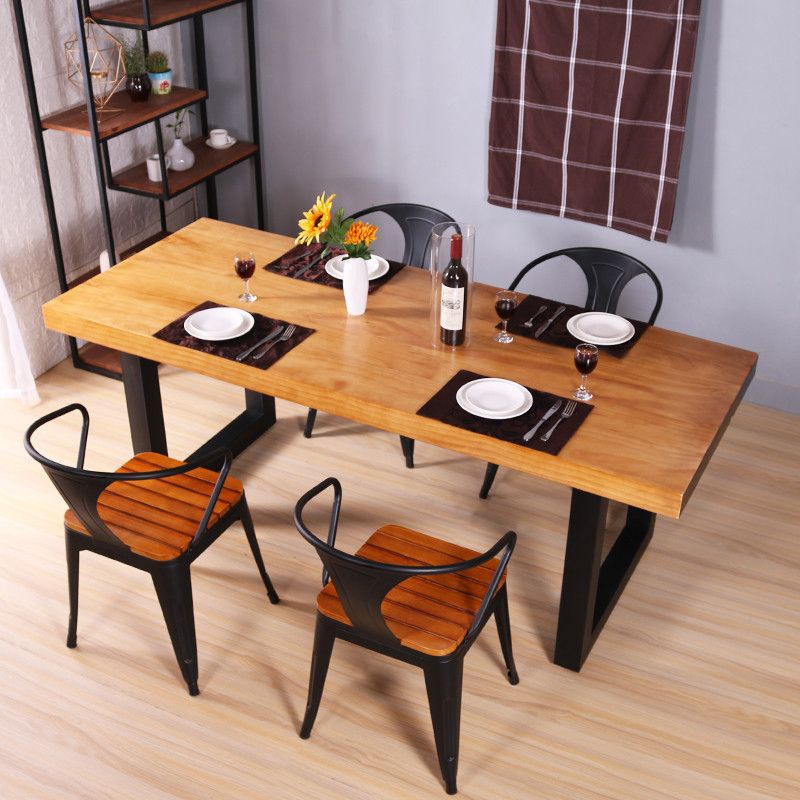 Rectangle Double Base Dining Table Industrial Wood Table for Dining Room Clearhalo 'Dining Tables & Seating' 'Dining Tables' 'dining_table' 'furn' 'furn_dining_table' 'Furniture' 'Kitchen & Dining Furniture' 1200x1200_b8d6a30f-53b3-413b-bfea-f8350c66191e