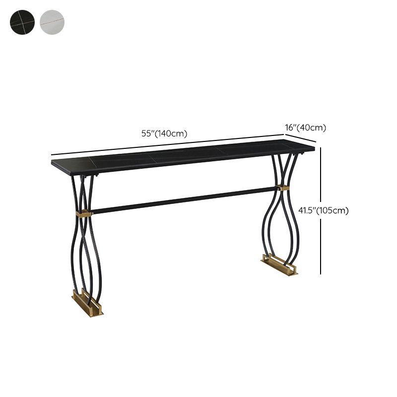 Rectangle Sintered Stone Dining Table Black and Metal Base Bar Table Clearhalo 'Bar Furniture' 'Bar Tables' 'bar_tables' 'furn' 'furn_bar_tables' 'Furniture' 'Kitchen & Dining Furniture' 1200x1200_b8d714b7-b300-4a73-b034-00aac1264a71