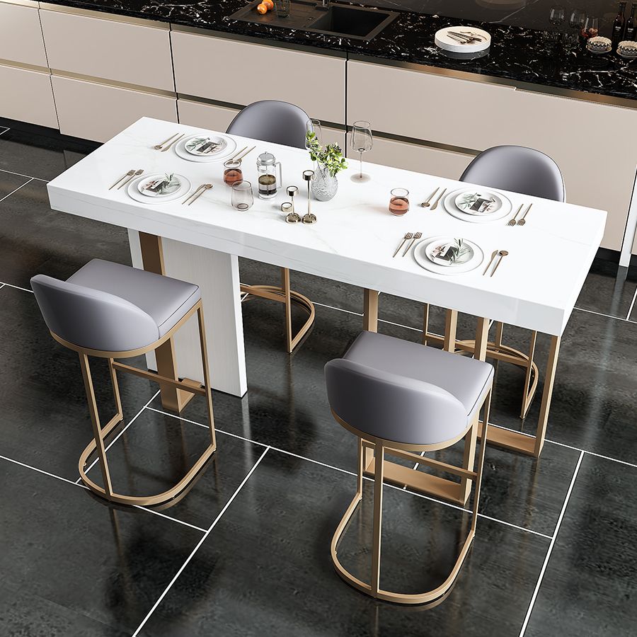 Modern Bar Table 42-inch Height White Artificial Marble Top and Metal Base Bistro Table Clearhalo 'Bar Furniture' 'Bar Tables' 'bar_tables' 'furn' 'furn_bar_tables' 'Furniture' 'furniture_bar_tables' 'Kitchen & Dining Furniture' 1200x1200_b8d7e386-e1ec-4b8f-a44e-0dc236bc4305