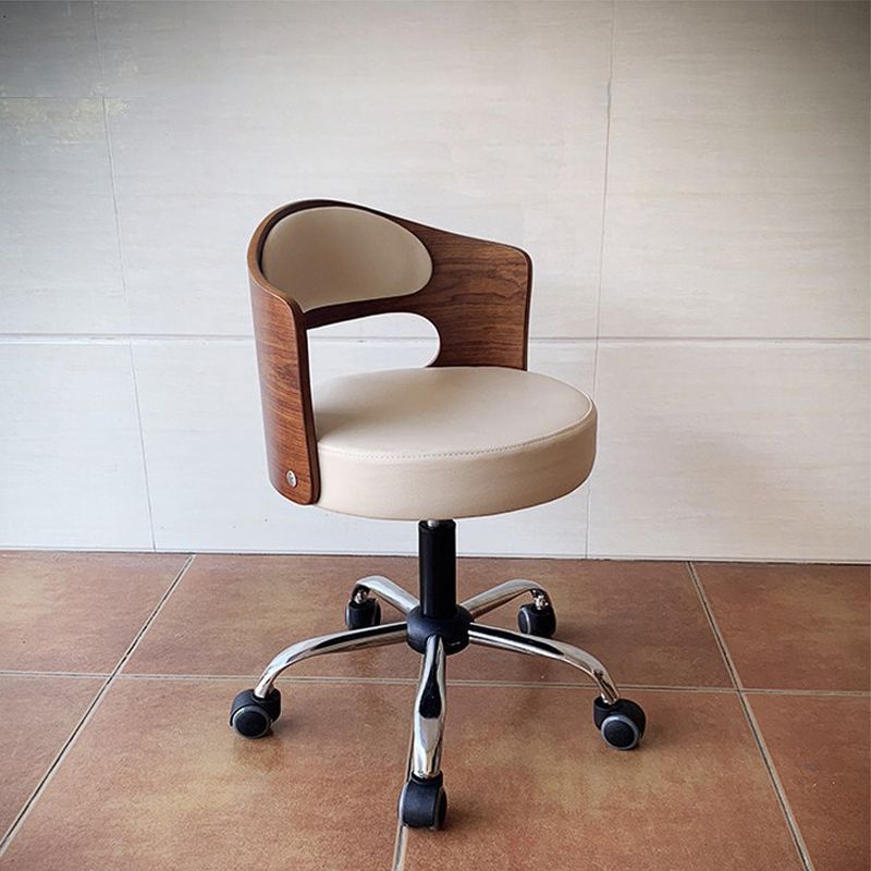 Modern Rotatable Backrest Counter Stool Steel Household Bar Stool with Pulley and Cushion Clearhalo 'Bar Furniture' 'Bar Stools' 'bar_stools' 'furn' 'furn_bar_stools' 'furniture_bar_stools' 'Kitchen & Dining Furniture' 'kitchen&dining_furn' 'kitchen' 'kitchen_furn' Furniture' 1200x1200_b8d8cb93-c825-406e-b1a0-961007f98644