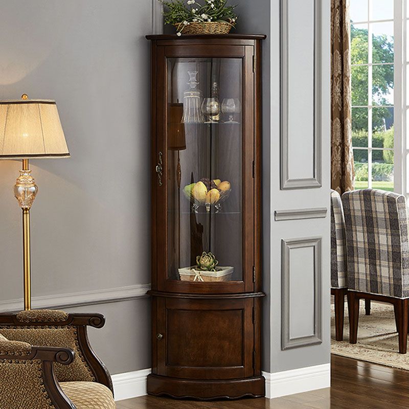 Accente di accento rustico angolare in legno in legno in vetro con porte