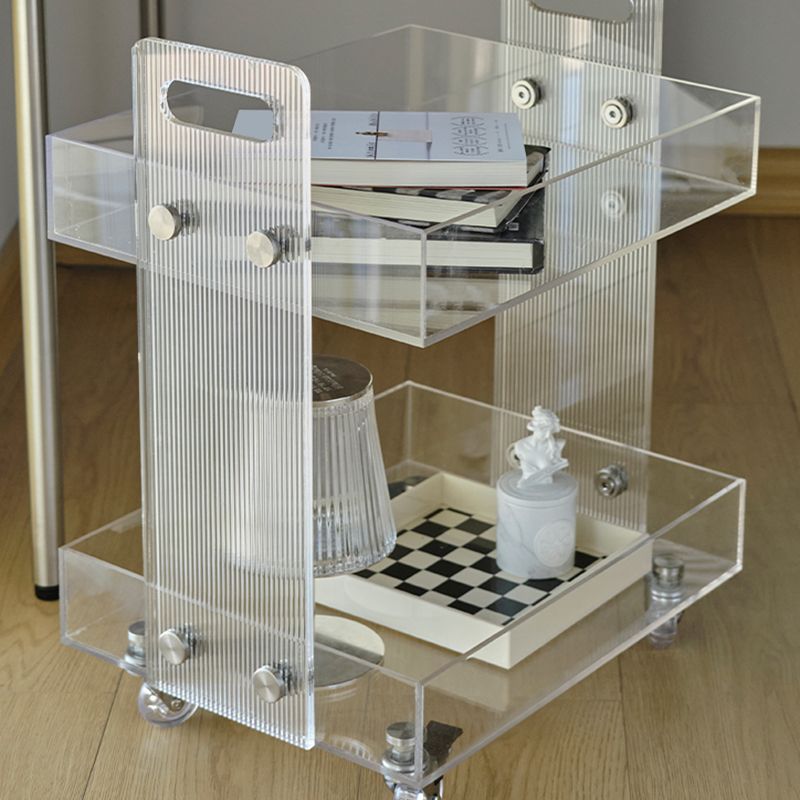 Modern Plastic Rectangular End Table Double Tier Corner Table with Storage Clearhalo 'Coffee & Accent Tables' 'End & Side Tables' 'end_side_tables' 'furn' 'furn_end_side_tables' 'Furniture' 'Living Room Furniture' 1200x1200_b8dabf42-97f9-4e8f-8015-ef41ec1cad04