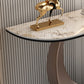 Contemporary Console Table Stone Half Moon End Table , 33.46" Tall