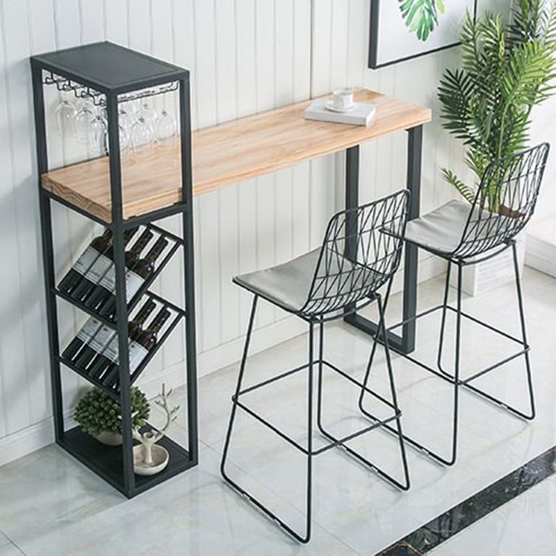 Bar Height Pub Table Glam Rectangle Solid Wood Bar Table with Storage Clearhalo 'Bar Furniture' 'Bar Tables' 'bar_tables' 'furn' 'furn_bar_tables' 'Furniture' 'Kitchen & Dining Furniture' 1200x1200_b8dc7005-3d64-4563-84ed-da237d169056
