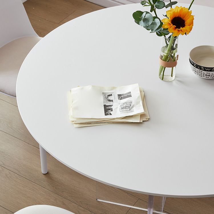 丸いダイニングテーブルセット1/3/4/5 PCSプラスチックサイドチェア付きアクリルベースダイニングテーブル