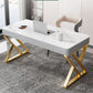 Glam Style Stone Writing Desk Rectangle Metal Office Desk voor kantoor