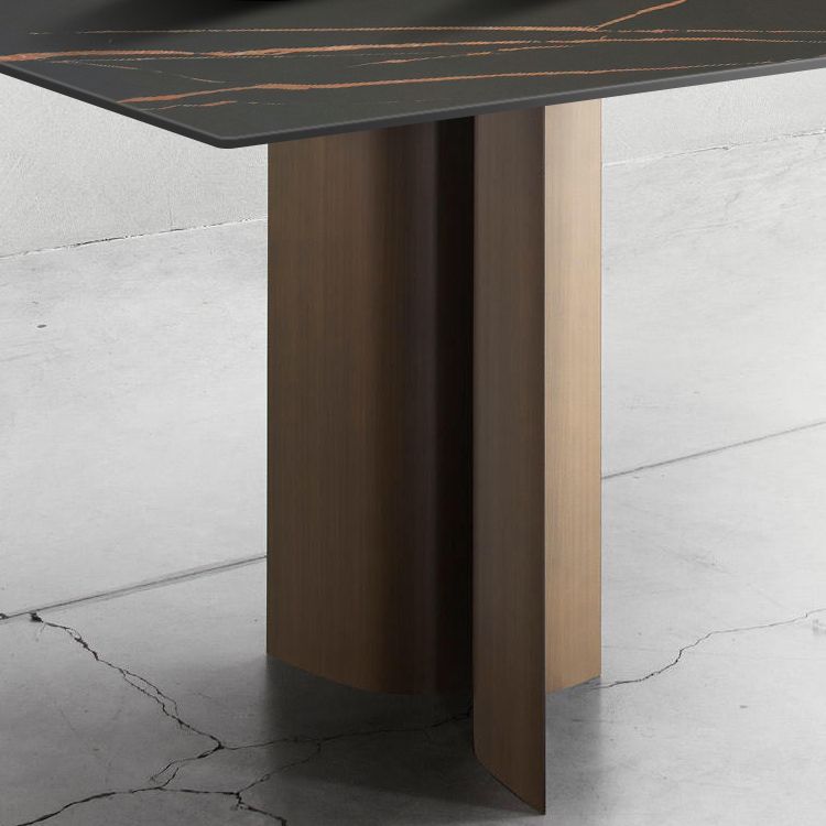 Tavolo da pranzo rettangolo in pietra sinterizzato tavolo da cucina industriale con 4 gambe