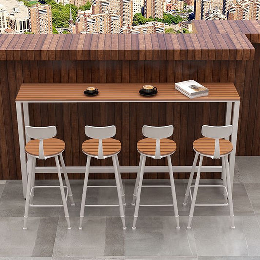 Outdoor Wood Rectangle Bar Height Table Modern Brown Trestle Bistro Bar Table Clearhalo 'Bar Furniture' 'Bar Tables' 'bar_tables' 'furn' 'furn_bar_tables' 'Furniture' 'furniture_bar_tables' 'Kitchen & Dining Furniture' 'kitchen&dining_furn' 'kitchen' 1200x1200_b8ddd30e-c236-4a15-94fc-4b8371a39105