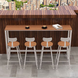 Outdoor Wood Rectangle Bar Height Table Modern Brown Trestle Bistro Bar Table Clearhalo 'Bar Furniture' 'Bar Tables' 'bar_tables' 'furn' 'furn_bar_tables' 'Furniture' 'furniture_bar_tables' 'Kitchen & Dining Furniture' 'kitchen&dining_furn' 'kitchen' 1200x1200_b8ddd30e-c236-4a15-94fc-4b8371a39105