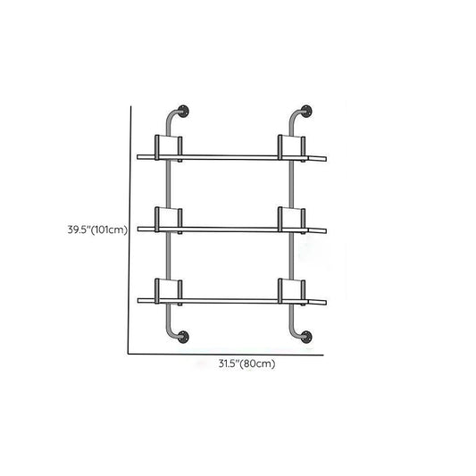 Metal and Wood Glam Shelf Bookcase Gold Wall Mounted Bookshelf for Office