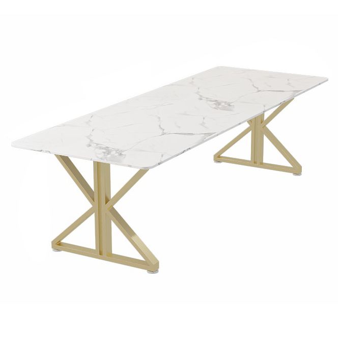 Rectangle Double Pedestal Glam Dining Table White Tone Fixed Table with Sintered Stone Clearhalo ' dining_table' 'Dining Tables & Seating' 'Dining Tables' 'furn' 'furn_dining_table' 'Furniture' 'furniture_dining_table' 'Kitchen & Dining Furniture' 'kitchen&dining_furn' 'kitchen' 'kitchen_dining_table' 1200x1200_b8de2b37-367a-4a94-bbcc-772d7448b12c