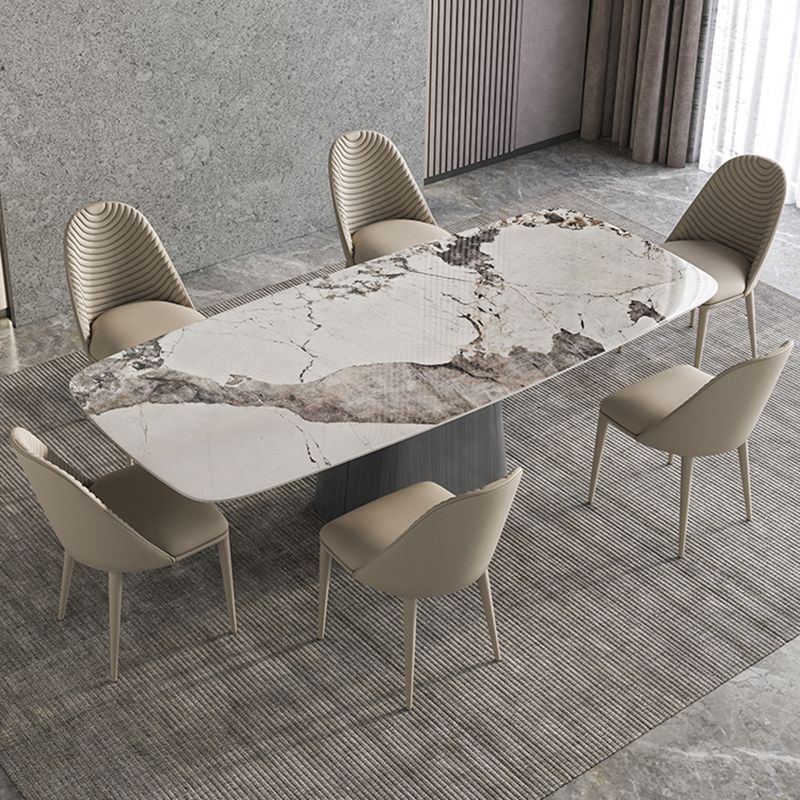 Minimalist Sintered Stone Dining Room Set with Black Base Formal Dining Table Set Clearhalo 'Dining Room Sets' 'Dining Tables & Seating' 'dining_room_set' 'furn' 'furn_dining_room_set' 'Furniture' 'furniture_dining_room_set' 'Kitchen & Dining Furniture' 'kitchen&dining_furn' 'kitchen' 1200x1200_b8e16450-d938-4a34-ad4d-4617194b35e0