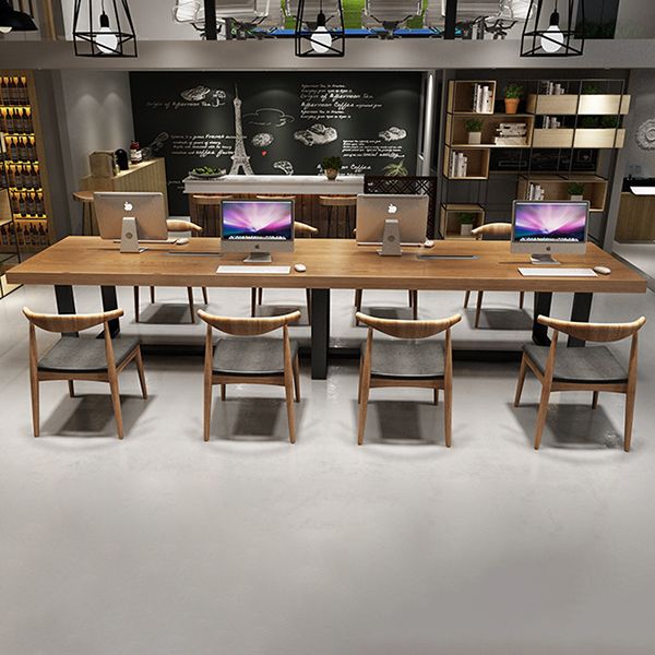 Rectangle Industrial Dining Table Solid Wood Top Dining Table with Metal Base Clearhalo ' dining_table' 'Dining Tables & Seating' 'Dining Tables' 'furn' 'furn_dining_table' 'Furniture' 'furniture_dining_table' 'Kitchen & Dining Furniture' 'kitchen&dining_furn' 'kitchen' 'kitchen_dining_table' 1200x1200_b8e1871b-8c35-4a51-a976-115f9959ddd1