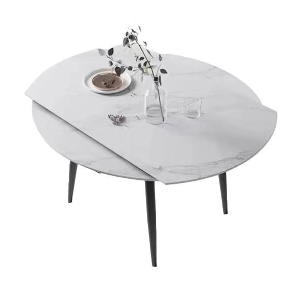 Simplicity Style Round Stone Table Drop-Leaf Dinner Table ,51"L x 51"W x 29.5"H Clearhalo 'Dining Tables & Seating' 'Dining Tables' 'dining_table' 'furn' 'furn_dining_table' 'Furniture' 'Kitchen & Dining Furniture' 1200x1200_b8e2000d-e9d7-4462-8d5d-690268cf5bc5