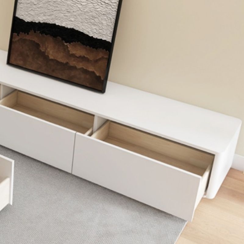 Supporto TV moderno in legno da 16" con contenitore chiuso, supporto TV bianco con cassetti