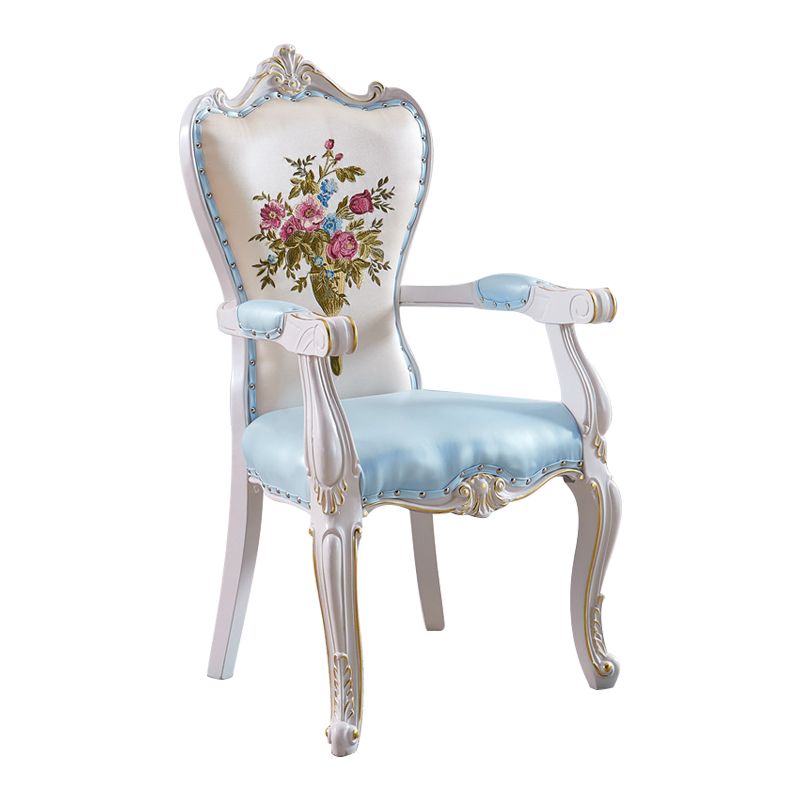 European Style Birch Solid Back Arm Chair Leather Dining Chair with White Legs Clearhalo ' kitchen&dining_furn' 'Dining Chairs' 'Dining Tables & Seating' 'dining_chair' 'furn' 'furn_dining_chair' 'Furniture' 'furniture_dining_chair' 'Kitchen & Dining Furniture' 'kitchen' 1200x1200_b8e3c99c-0c40-4008-9a51-6c52e9857a8a