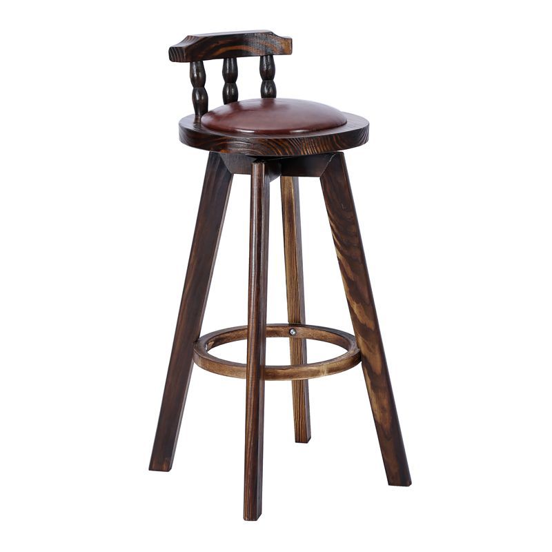 Modern Rotatable Backrest Counter Stool Wood Bar Stool with Leather Cushion and Pedal Clearhalo 'Bar Furniture' 'Bar Stools' 'bar_stools' 'furn' 'furn_bar_stools' 'furniture_bar_stools' 'Kitchen & Dining Furniture' 'kitchen&dining_furn' 'kitchen' 'kitchen_furn' Furniture' 1200x1200_b8ea41c7-59c1-4b7b-a249-c7b0a1c17857