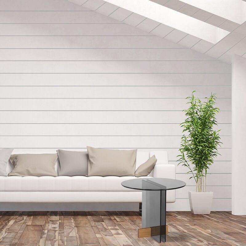 Tavolino moderno da 21,6 pollici in vetro rotondo.